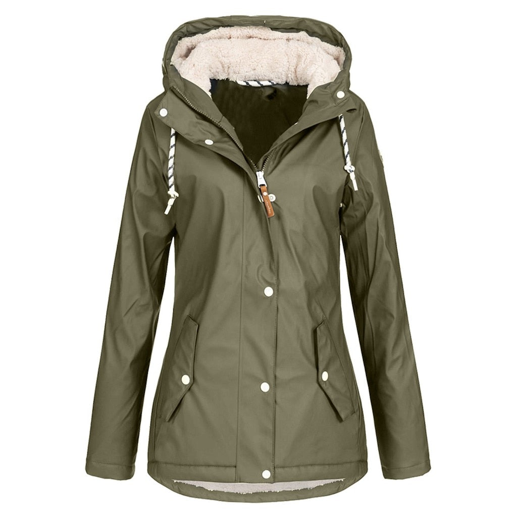 Women Oversize Rain Coat Jacket Outdoor Hoodie