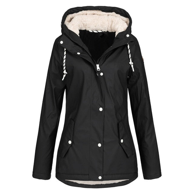 Women Oversize Rain Coat Jacket Outdoor Hoodie