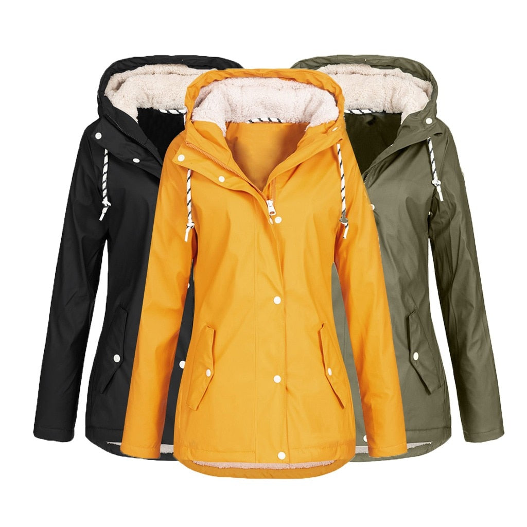 Women Oversize Rain Coat Jacket Outdoor Hoodie