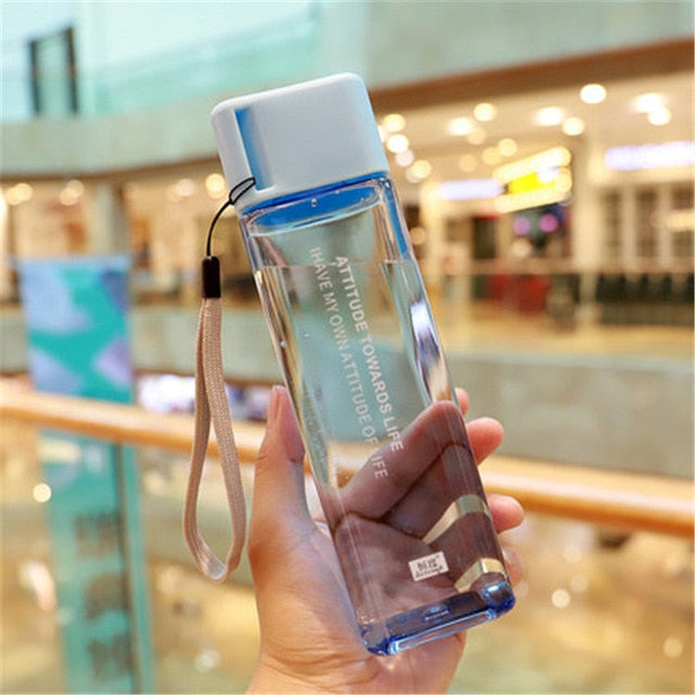 Square Frosted Plastic Water Bottle Portable