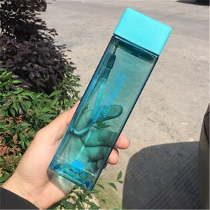 Square Frosted Plastic Water Bottle Portable