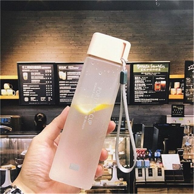 Square Frosted Plastic Water Bottle Portable