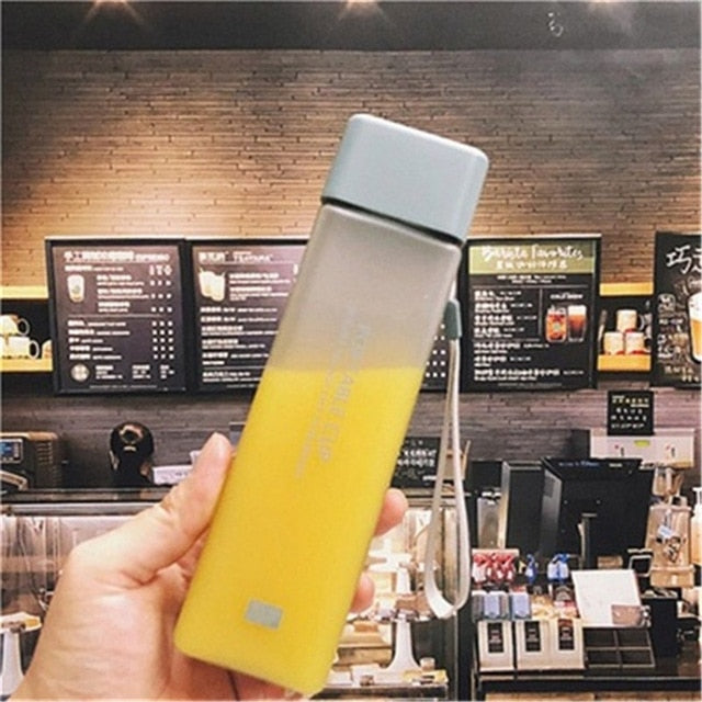 Square Frosted Plastic Water Bottle Portable