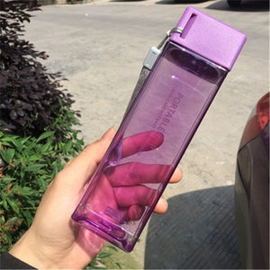 Square Frosted Plastic Water Bottle Portable