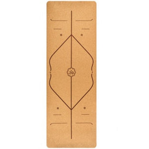 Natural Cork TPE Yoga Mat For Fitness With Position Body Line