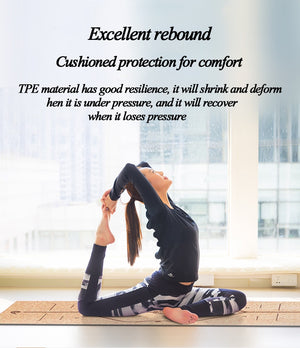 Natural Cork TPE Yoga Mat For Fitness With Position Body Line