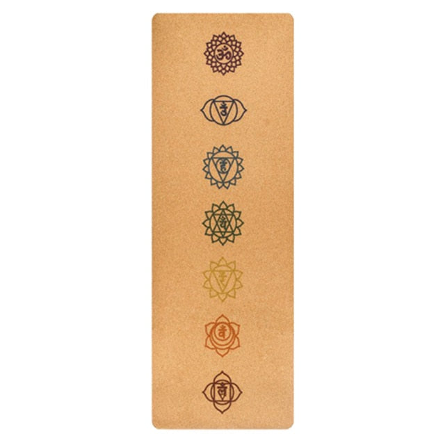 Natural Cork TPE Yoga Mat For Fitness With Position Body Line