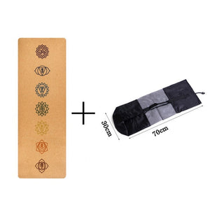 Natural Cork TPE Yoga Mat For Fitness With Position Body Line